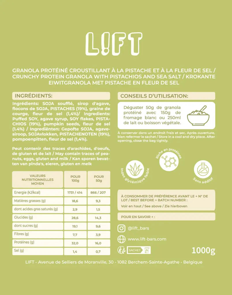 GRANOLA PROTÉINÉ – Pistache & fleur de sel