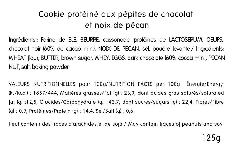 COOKIE PROTÉINÉ – Noix de pécan & pépites de chocolat (x10)