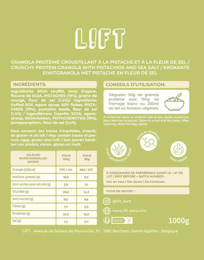 GRANOLA PROTÉINÉ – Pistache & fleur de sel