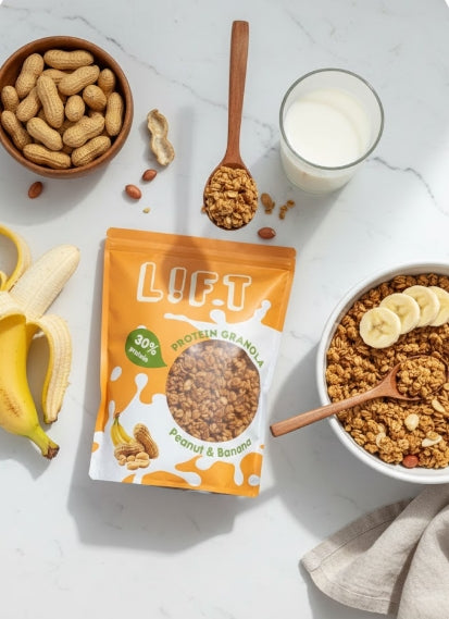 GRANOLA PROTÉINÉ – Cacahuète & Banane