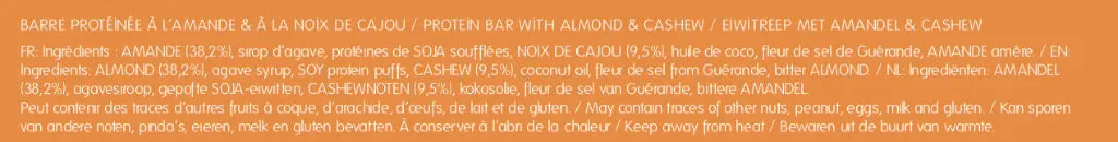 BARRE PROTÉINÉE – Amande & Noix de cajou (x18)