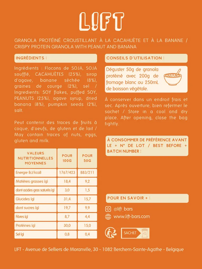 GRANOLA PROTÉINÉ – Cacahuète & Banane